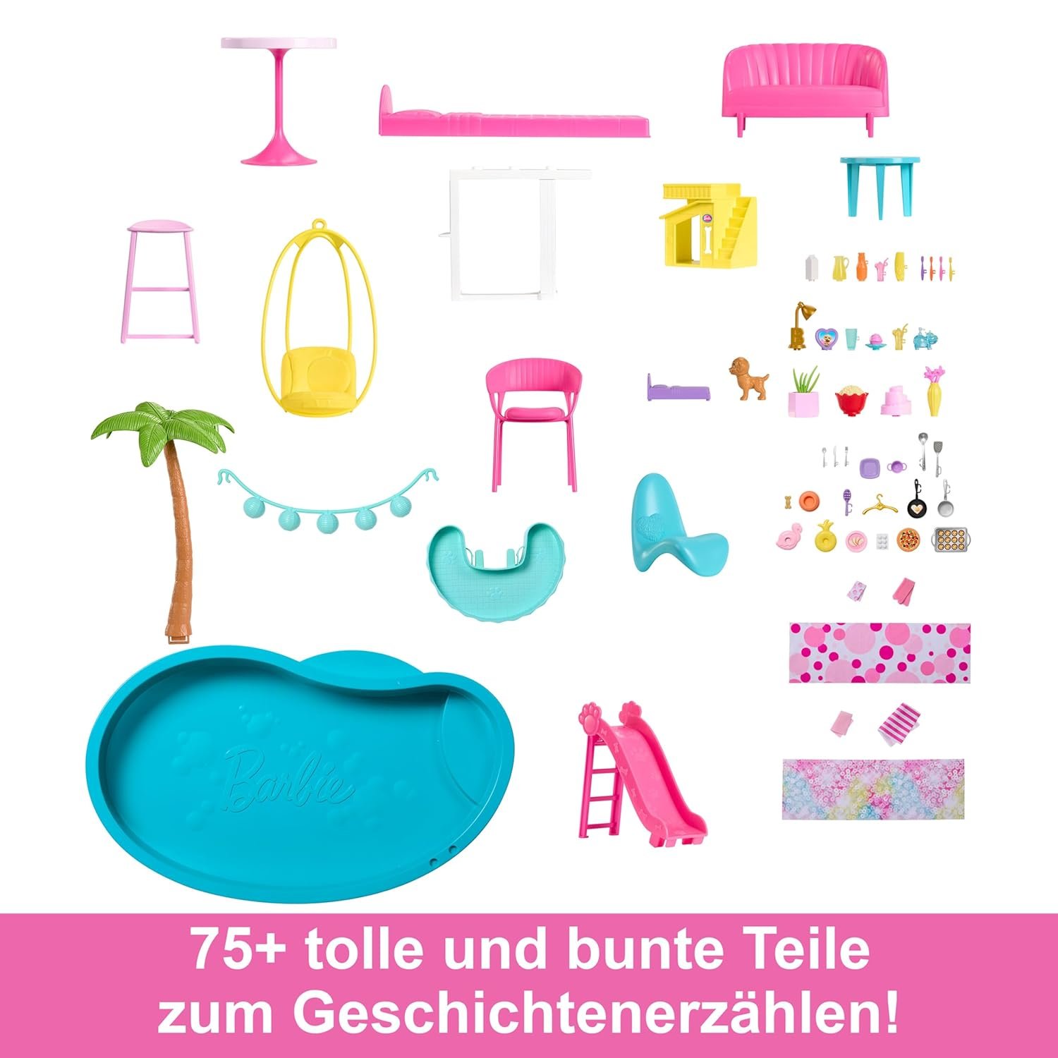 Barbie Dreamhouse, Pool Party Doll House with 75+ Pieces and 3-Story Slide, Pet Elevator and Puppy Play Areas - Image 2