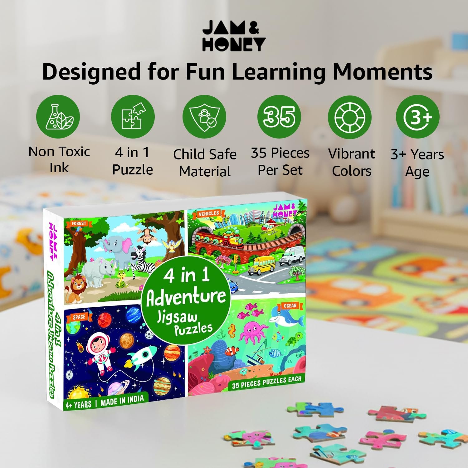 Jam & Honey 4 in 1 Adventure - Puzzles for Kids | 35-Piece Puzzles - Image 2